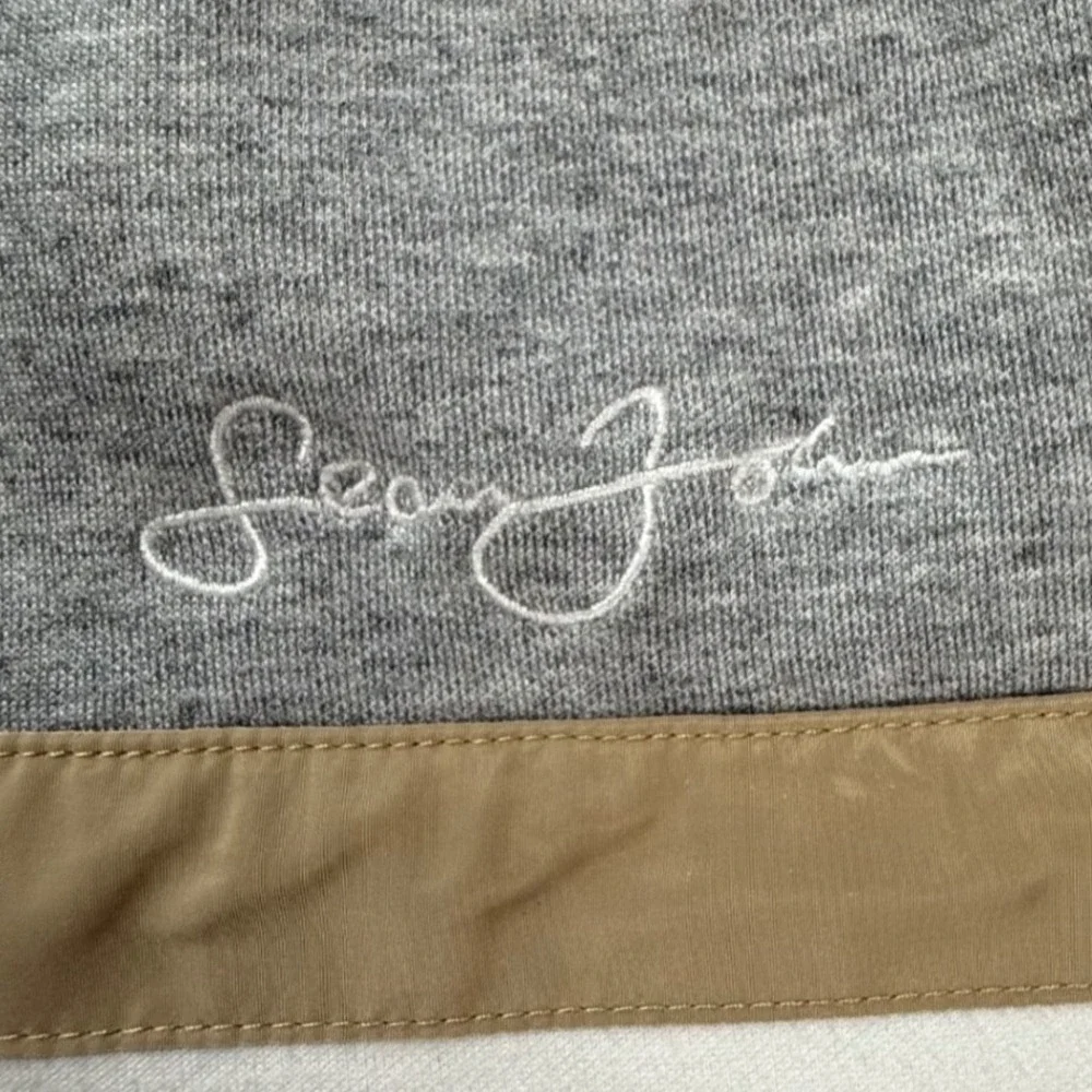 Sean John Mens 2XL Track Jacket Grey White Tan Colorblock Full Zip‎ Bomber Coat